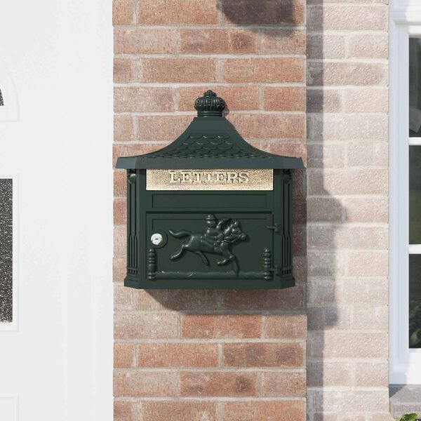 vidaXL Wall Mounted Mailbox Green 40.5 x 16 x 45 cm Cast Aluminum