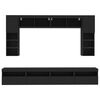 vidaXL 8 Piece TV Wall Cabinet Set with LED Lights Black