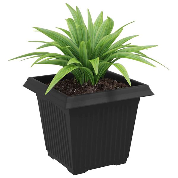 vidaXL Square Flower Pot 6 pcs Black 20 x 20 x 16 cm Plastic