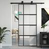 vidaXL Sliding Door Black 90x205 cm Tempered Glass and Aluminium