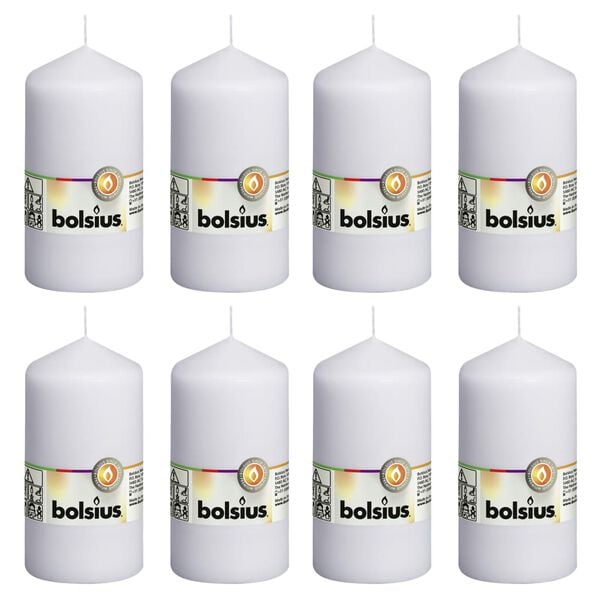 Bolsius Pillar Candles 8 pcs 130x68 mm White