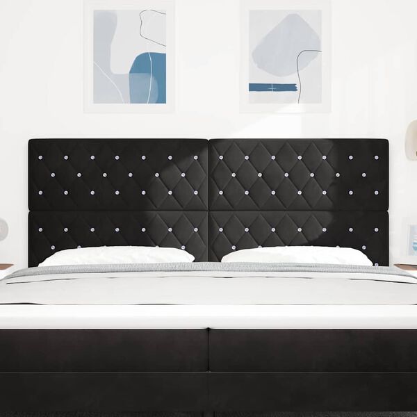 vidaXL Headboard with Headboard Black 200 cm Faux Leather
