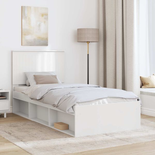 vidaXL Bed Frame with Headboard White 90 x 190 cm Solid Pine Wood