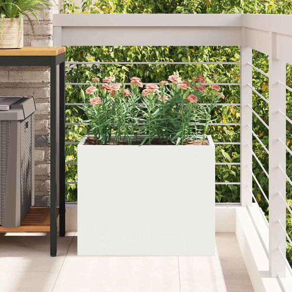 vidaXL Garden Planter White 50 x 32 x 40 cm Cold-rolled Steel