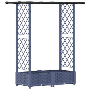vidaXL Raised Bed with Trellis and Roof Grey 122.5 x 40 x 121 cm PP