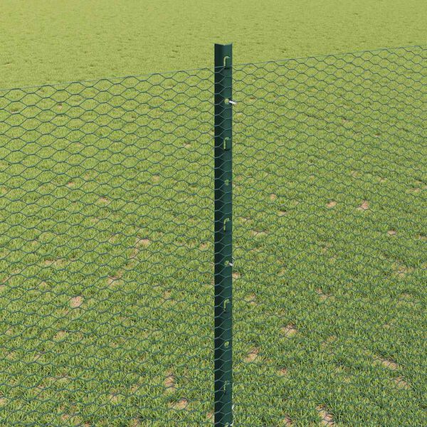 vidaXL Fence with Post Green 1.4 x 50 m Steel and PVC