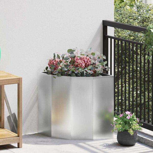 vidaXL Corner Planter Silver 45 x 45 x 50 cm Galvanised steel