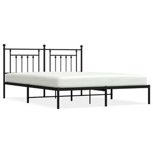 vidaXL Metal Bed Frame without Mattress with Headboard Black 180x200cm