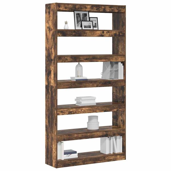 vidaXL Book Cabinet Smoked Oak 100 x 30 x 198 cm Engineered Wood