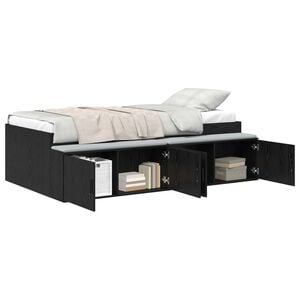 vidaXL Bed Frame with Drawer Black Oak 90 x 200 cm Engineered Wood