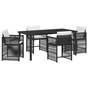vidaXL Garden Dining Set 5 pcs Black Poly Rattan