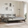 vidaXL Metal Bed Frame without Mattress with Headboard Black 183x213cm