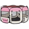 vidaXL Dog Playpen | Pink and Cream | Polyester and Steel | Medium | Foldable