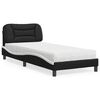 vidaXL Bed with Mattress "Hvar" Black and White 90x190 cm Single Faux Leather