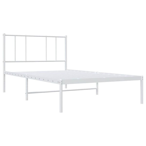 vidaXL Metal Bed Frame without Mattress with Headboard White 90x190cm
