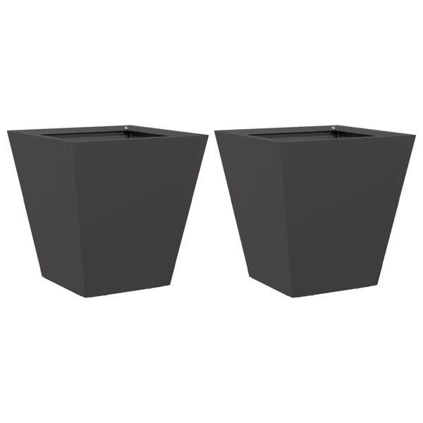 vidaXL Garden Planters Black 2 pcs 30x30x30 cm Steel