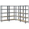 vidaXL 5-Layer Storage Shelves 4 pcs Anthracite Steel&Engineered Wood