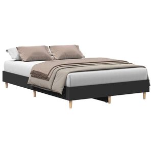 vidaXL Bed Frame No Mattress Black 120x190 cm Small Double Engineered Wood