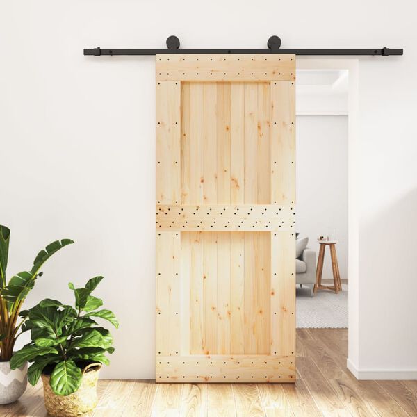 vidaXL Sliding Door with Hardware Set 90x210 cm Solid Wood Pine