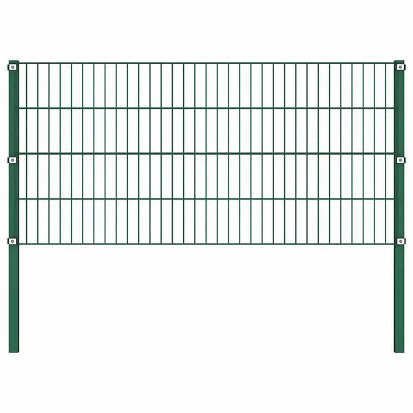 vidaXL Fence Panel with Posts Iron 694.5x80 cm Green
