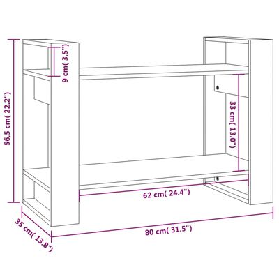 vidaXL Book Cabinet/Room Divider White 80x35x56.5 cm Solid Wood Pine