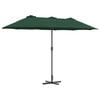 vidaXL Garden Parasol 370 x 197 x 239 cm Polyester and Aluminium Green