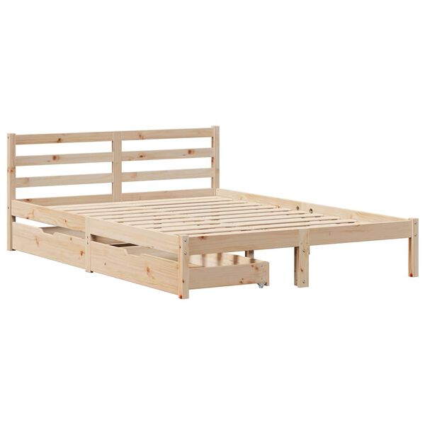vidaXL Bed Frame without Mattress 135x190 cm Double Solid Wood Pine