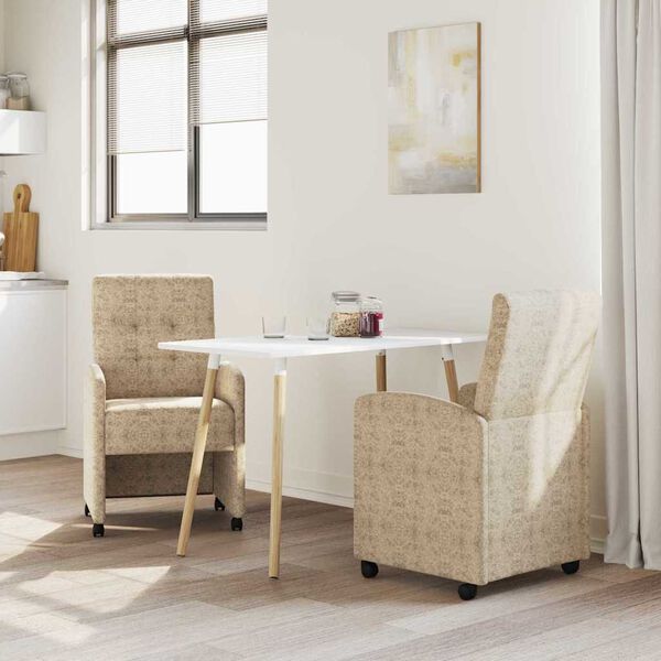 vidaXL Dining Chairs with Wheels 2 pcs Light grey 57 x 67 x 98 cm