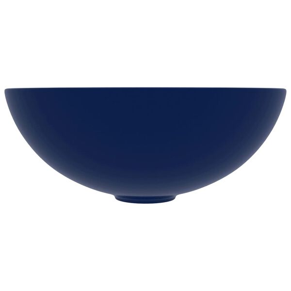 vidaXL Bathroom Sink Ceramic Dark Blue Round