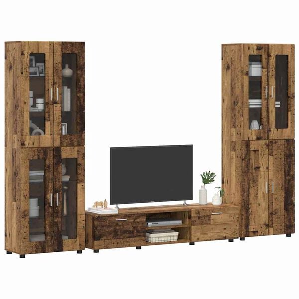vidaXL TV Cabinet Set with Drawer with Shelf Old Wood Engineered Wood