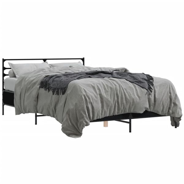 vidaXL Bed Frame without Mattress Black 135x190 cm Double