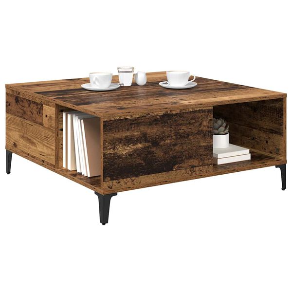 vidaXL Coffee Table Old Wood 80 x 80 x 36.5 cm Engineered Wood