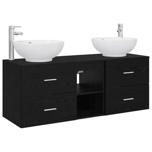 vidaXL Bathroom Cabinet Set 3 pcs Black 129 x 44.5 x 80 cm