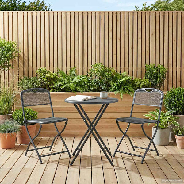 vidaXL Garden Chairs Folding 2 pcs Anthracite 52.5 x 46 x 82 cm Iron