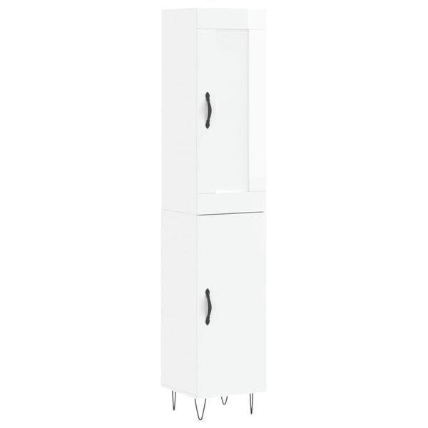 vidaXL Highboard High Gloss White 34.5x34x180 cm Engineered Wood