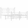 vidaXL Metal Bed Frame without Mattress with Footboard White 140x190cm