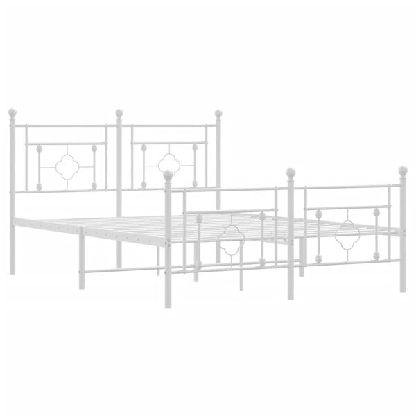 vidaXL Metal Bed Frame without Mattress with Footboard White 140x190cm