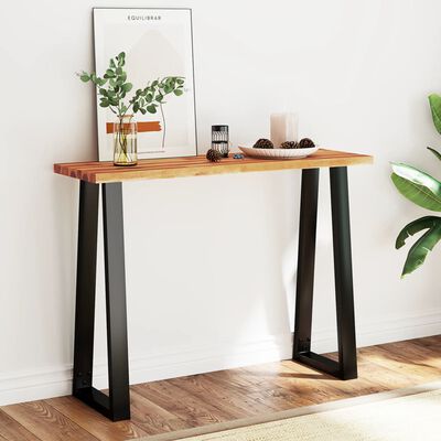 vidaXL Console Table with Live Edge 110x35x80 cm Solid Wood Acacia
