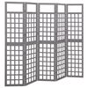 vidaXL 5-Panel Room Divider/Trellis Solid Fir Wood Grey 201.5x180 cm