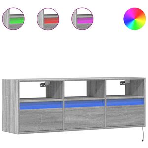 vidaXL TV Wall Cabinet with LED Lights Grey Sonoma 130x31x45 cm
