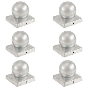 vidaXL Post Caps 6 pcs Globe Final Galvanised Metal 101x101 mm