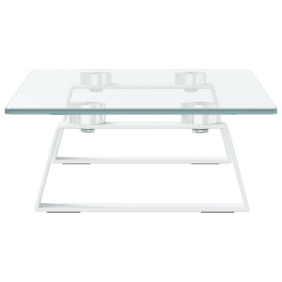 vidaXL Monitor Stand White 40x20x8 cm Tempered Glass and Metal