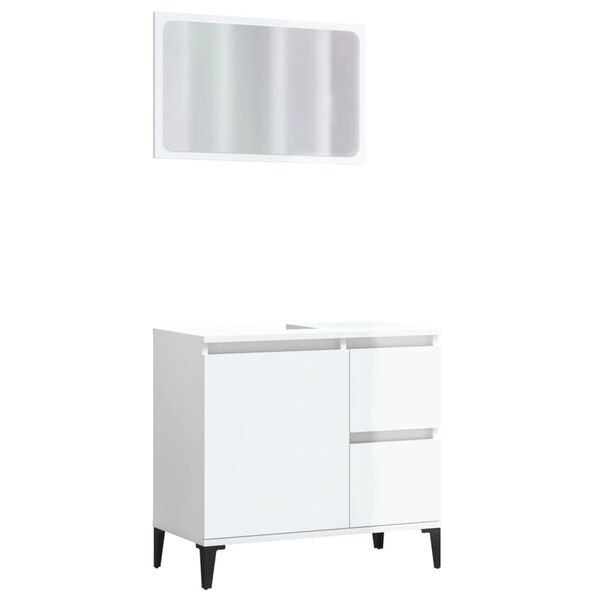 vidaXL 2 Piece Bathroom Furniture Set High Gloss White Engineered Wood