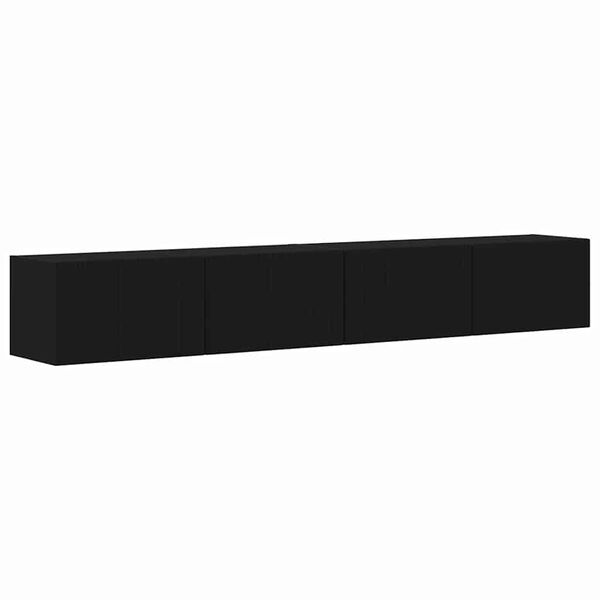 vidaXL TV Wall Cabinet 2 pcs Black 98 x 31 x 29.5 cm Engineered Wood