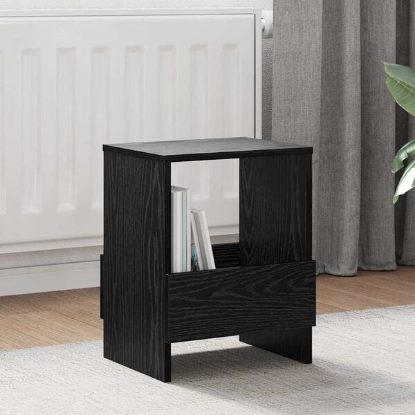 vidaXL Magazine Rack Black Oak 35 x 30 x 45 cm
