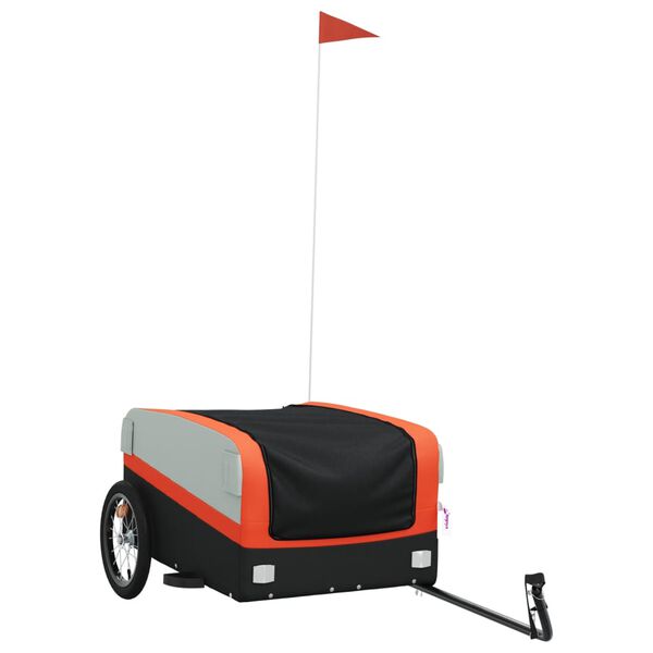 vidaXL Bike Trailer Black and Orange 45 kg Iron
