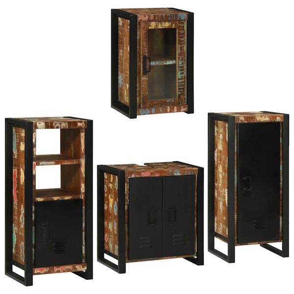 vidaXL Bathroom Furniture Set 4 pcs Multicolour Solid Reclaimed Wood