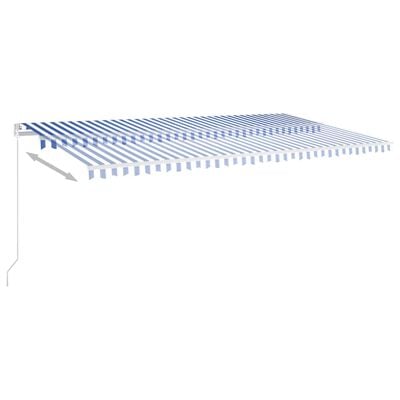 vidaXL Automatic Retractable Awning with Posts 6x3 m Blue&White