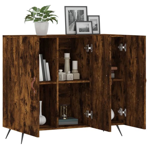 vidaXL Sideboard Smoked Oak 90x34x80 cm Engineered Wood