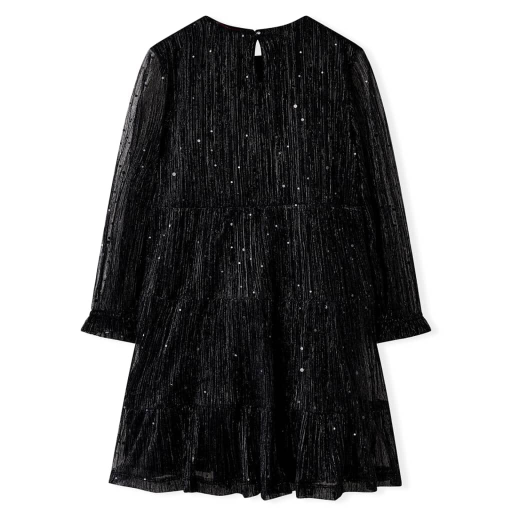 Kids Dress with Long Sleeves Black 116 vidaXL